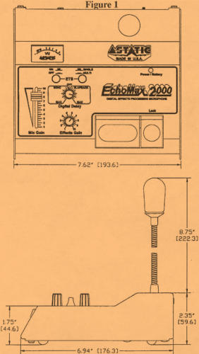 Astatic EchoMax 2000 Desk Microphone Controls And Dimensions