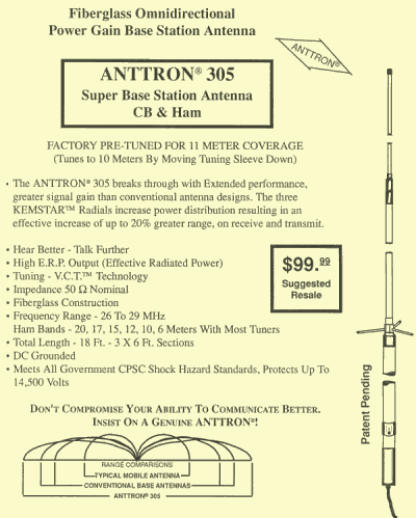 Anttron 305 Specification Sheet
