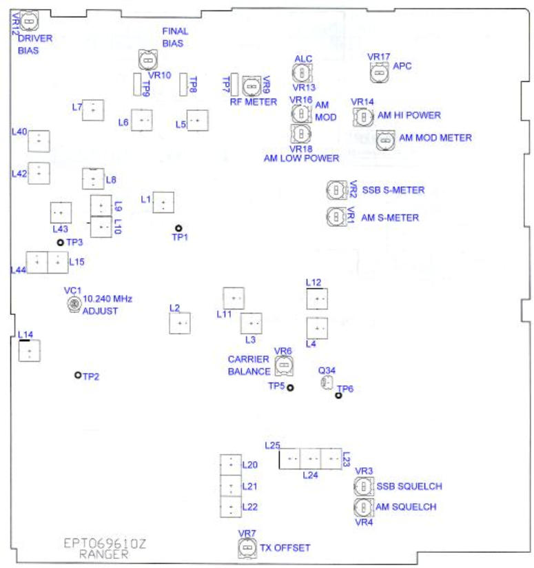 Galaxy DX2547 Main PCB Adjustment Location Diagram