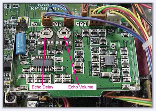 The RCI-6900F TB Echo Board With Shield Removed And Controls Labeled