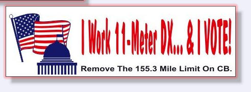 Flag & Dome Vote to remove 155.3 mile limit on CB Bumper Sticker