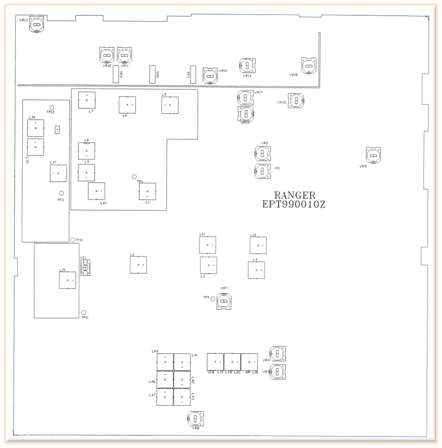 RCI-6900F TB PC Board Adjustment Locations